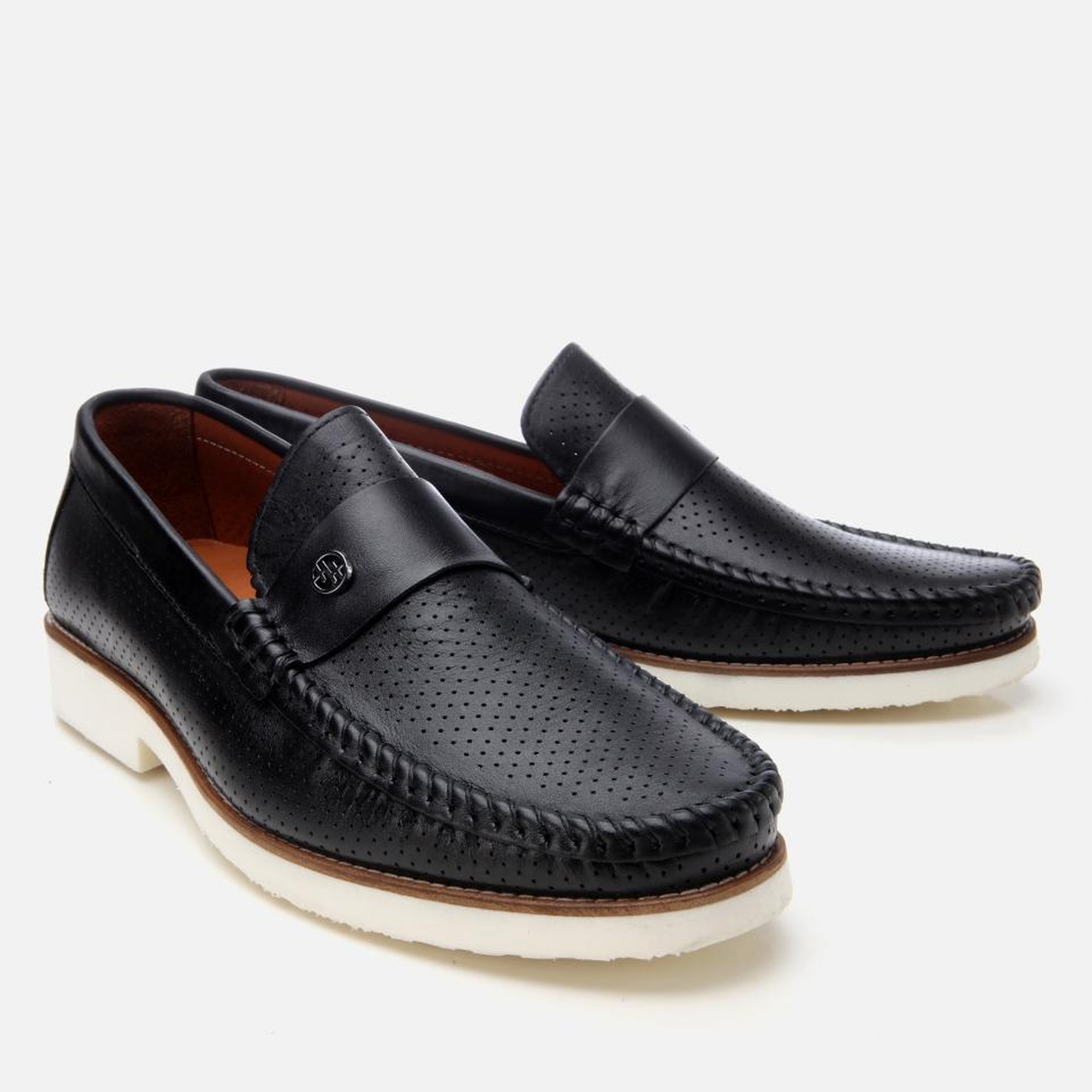 Erkek Deri Siyah Hafif Tabanlı Toka Detaylı Loafer