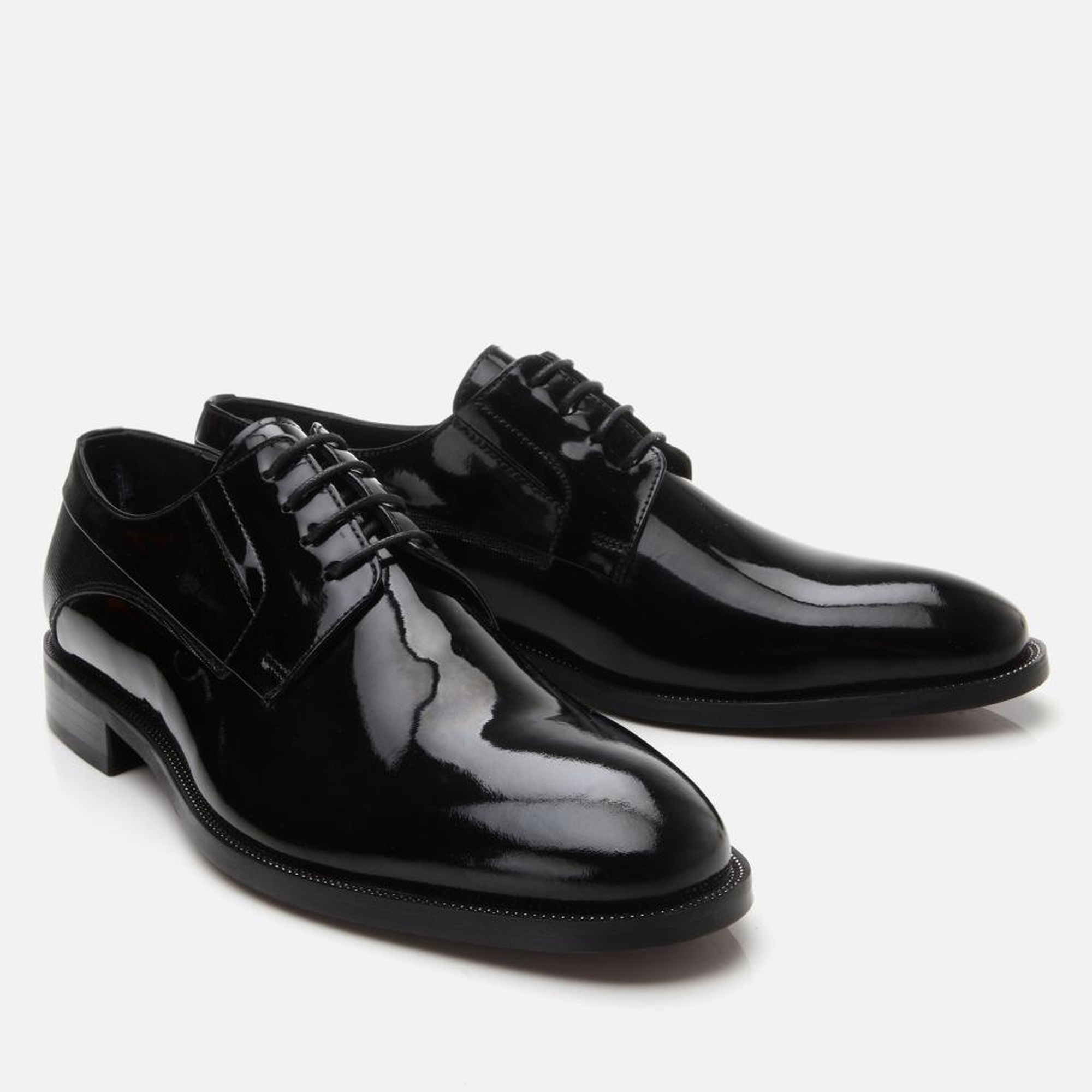 Erkek Rugan Deri Siyah Şık Klasik Ayakkabı