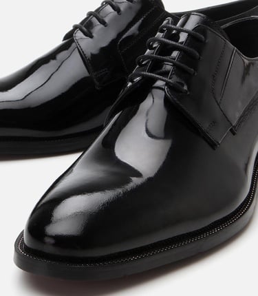  Erkek Rugan Deri Siyah Şık Klasik Ayakkabı