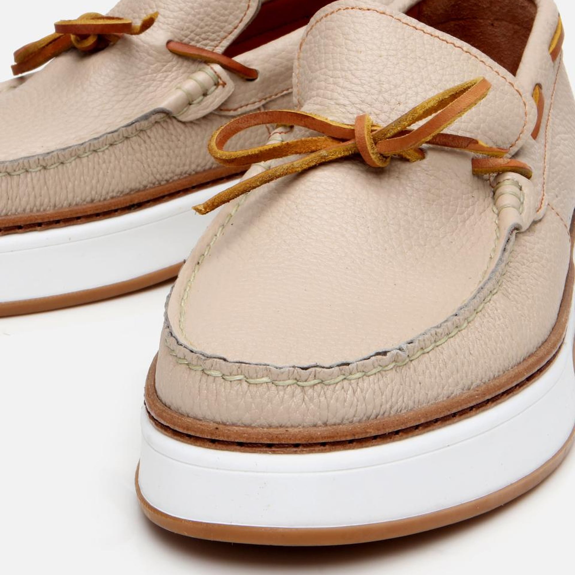 Erkek Deri Bej Bağcık Detaylı Loafer