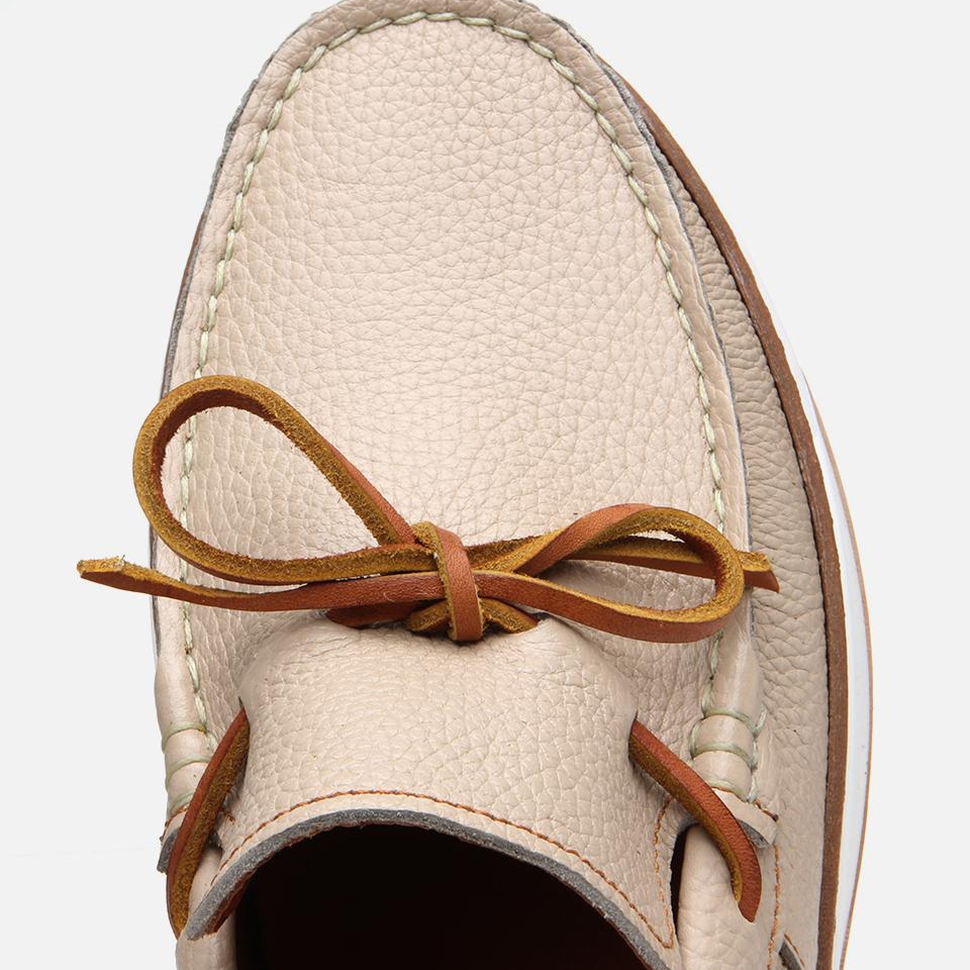 Erkek Deri Bej Bağcık Detaylı Loafer