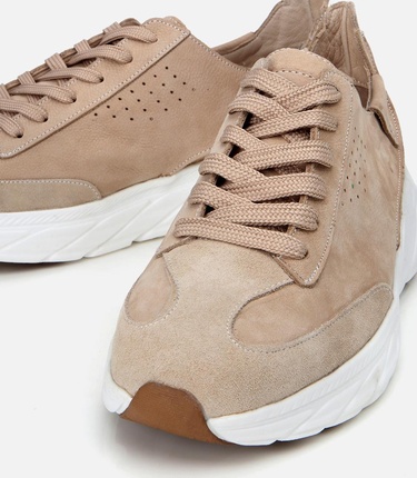  Erkek Nubuk Deri Ekru Ultra Hafif Tabanlı Spor Ayakkabı