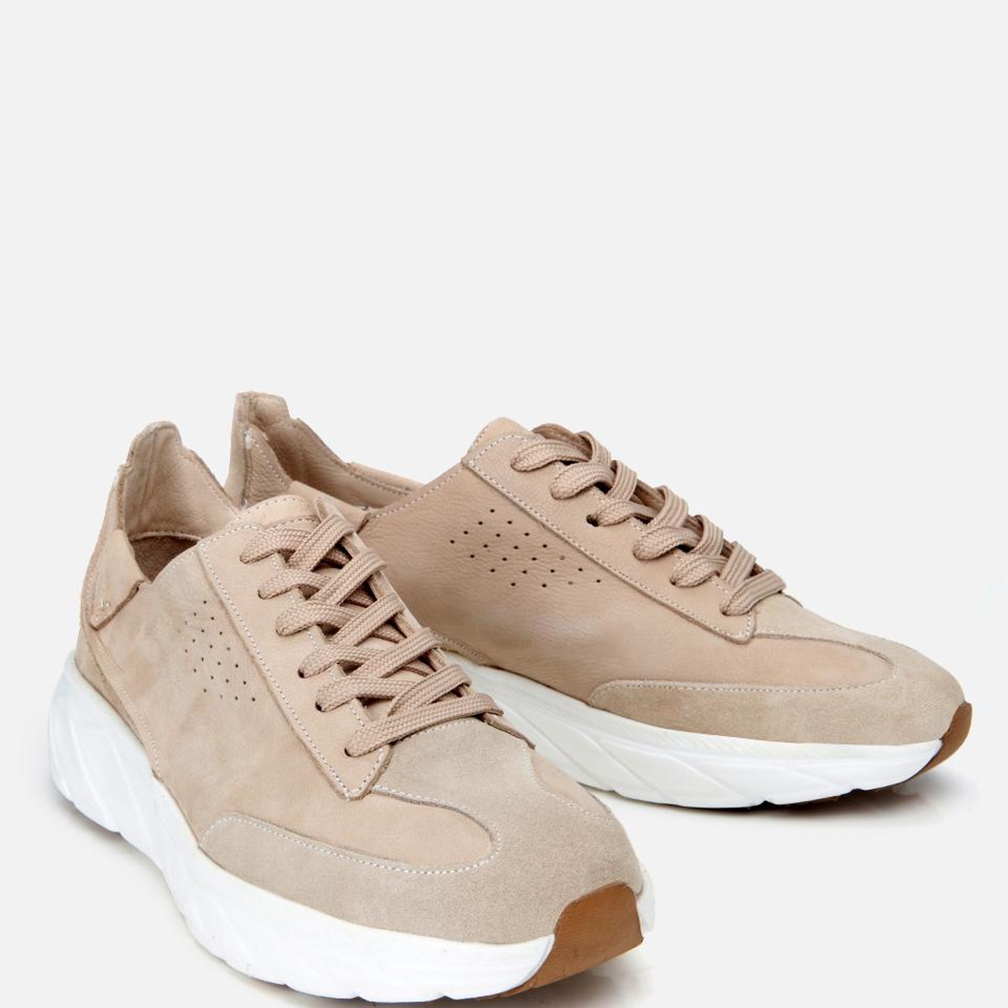 Erkek Nubuk Deri Ekru Ultra Hafif Tabanlı Spor Ayakkabı