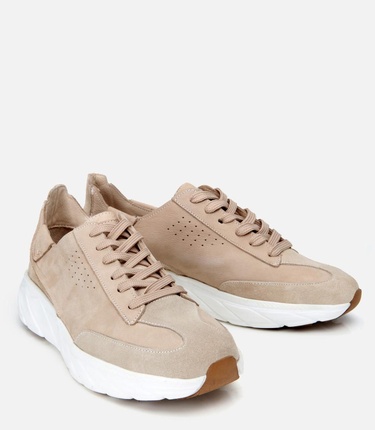  Erkek Nubuk Deri Ekru Ultra Hafif Tabanlı Spor Ayakkabı