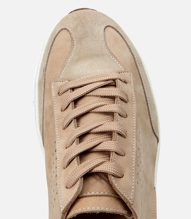  Erkek Nubuk Deri Ekru Ultra Hafif Tabanlı Spor Ayakkabı