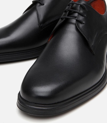  Erkek Deri Siyah Ultra Hafif Tabanlı Klasik Ayakkabı