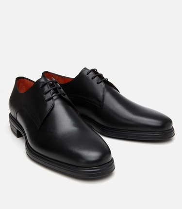  Erkek Deri Siyah Ultra Hafif Tabanlı Klasik Ayakkabı