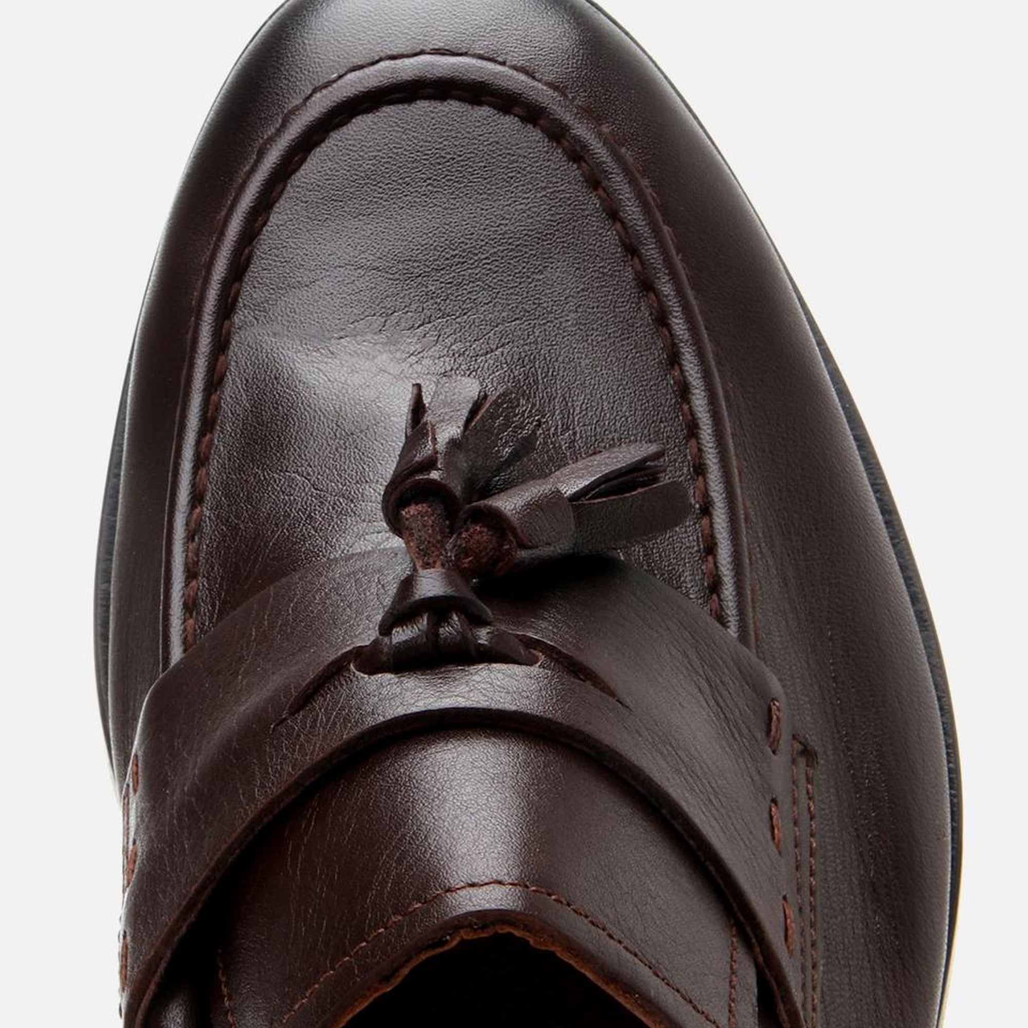 Erkek Deri Kahverengi Püskül Detaylı Klasik Loafer