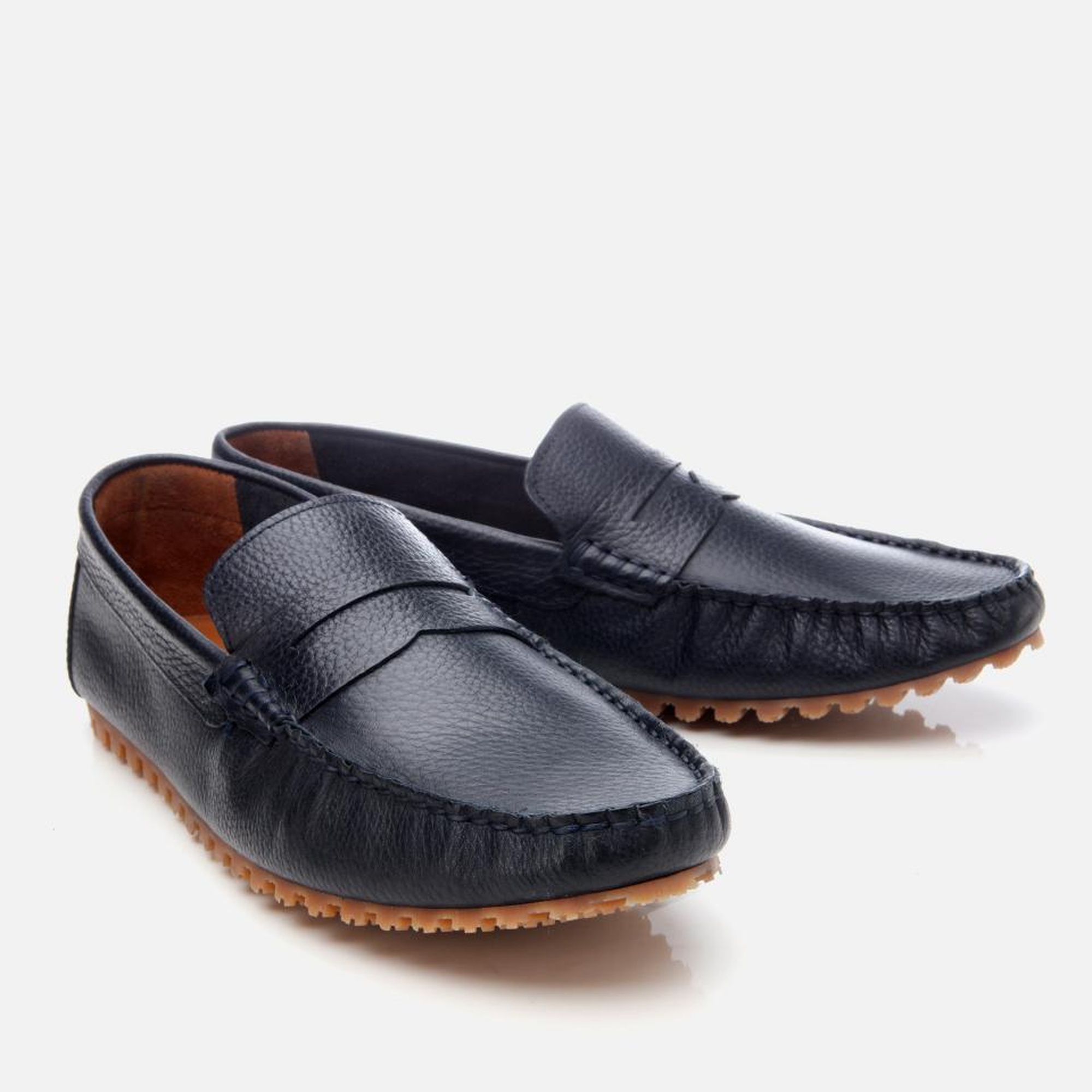 Erkek Deri Lacivert Esnek Tabanlı Günlük Loafer