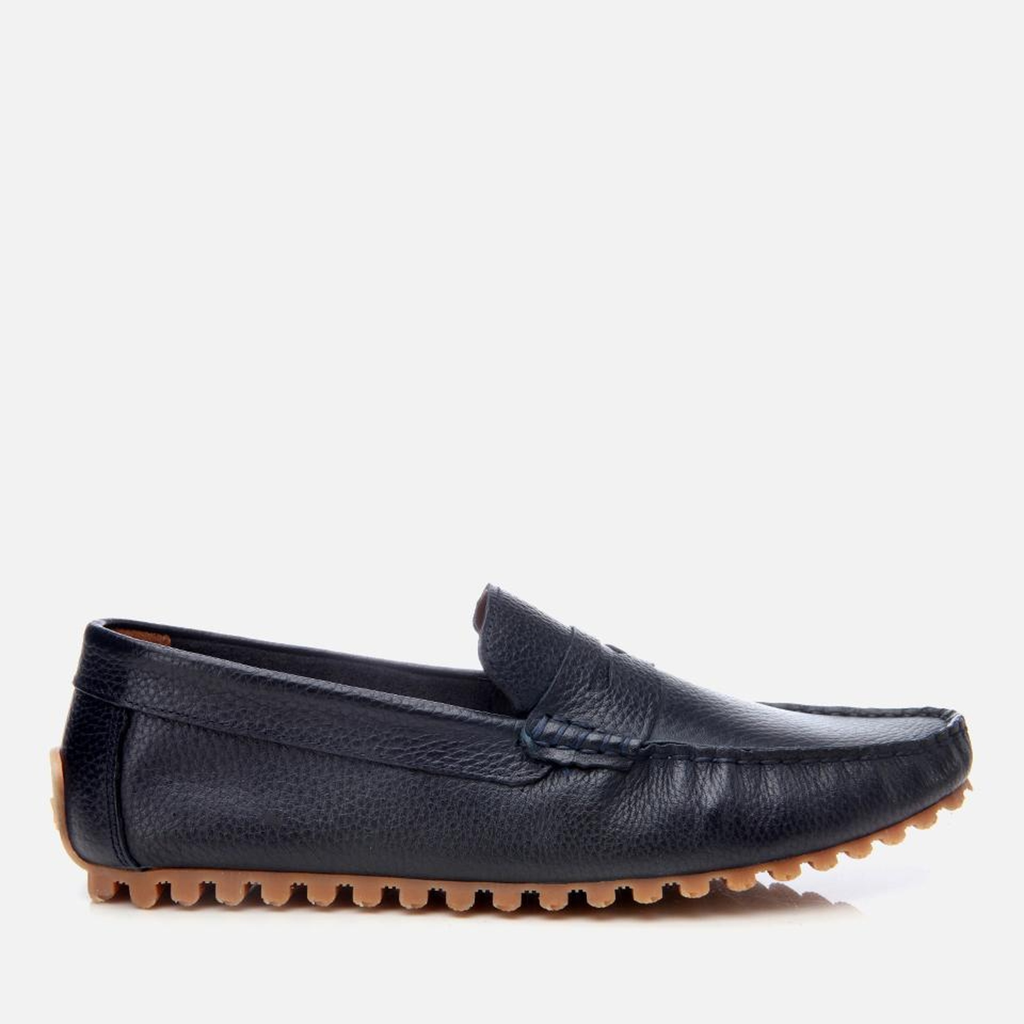Erkek Deri Lacivert Esnek Tabanlı Günlük Loafer