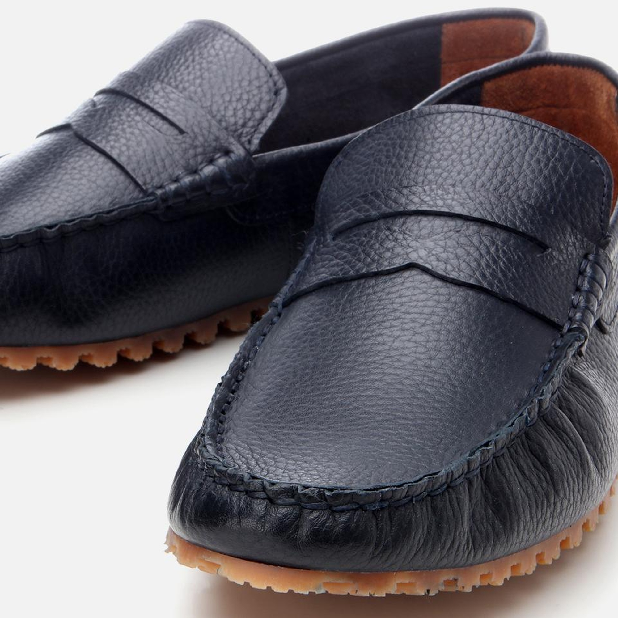 Erkek Deri Lacivert Esnek Tabanlı Günlük Loafer