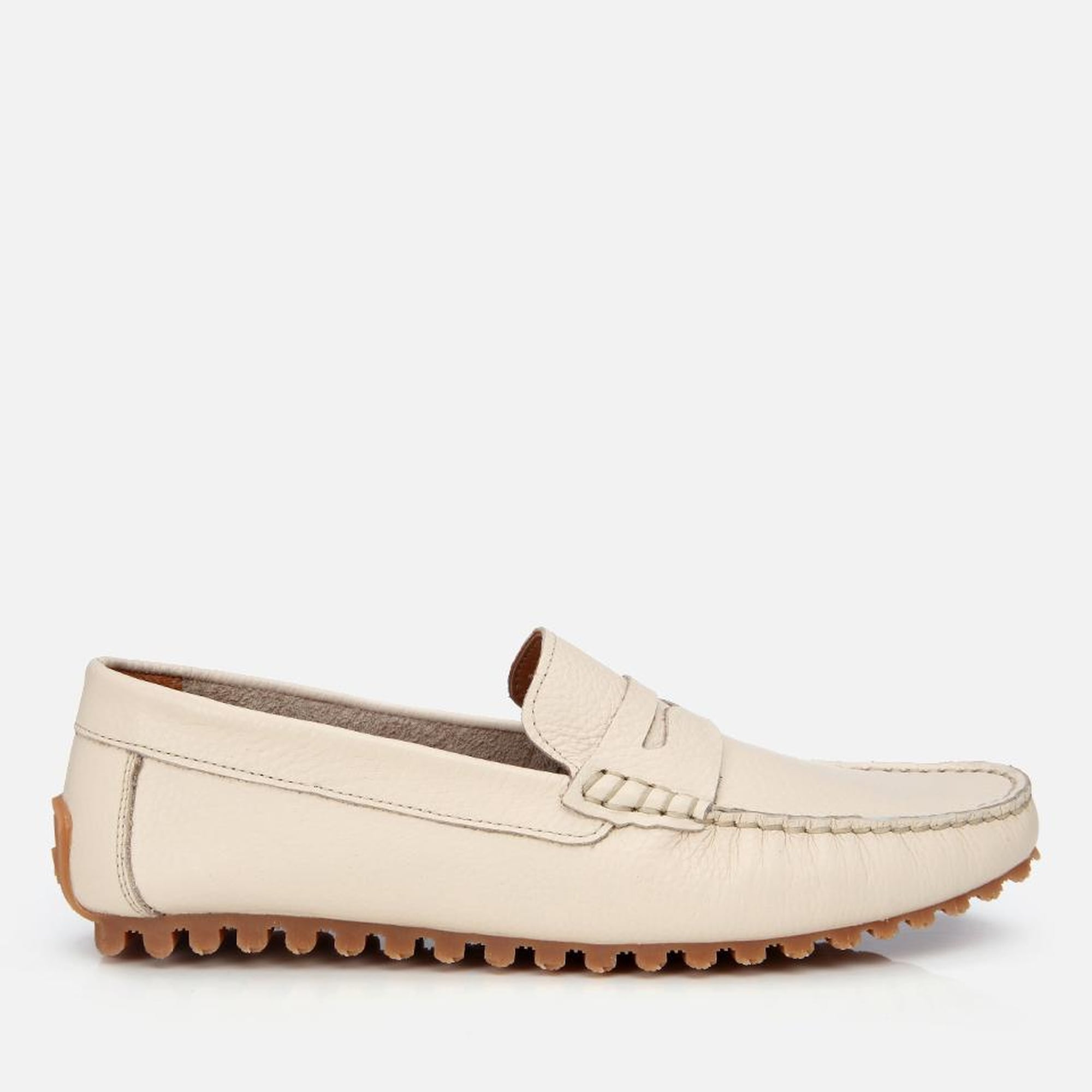 Erkek Deri Ekru Esnek Tabanlı Günlük Loafer