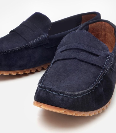  Erkek Süet Deri Lacivert Esnek Tabanlı Günlük Loafer