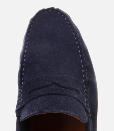 Erkek Süet Deri Lacivert Esnek Tabanlı Günlük Loafer