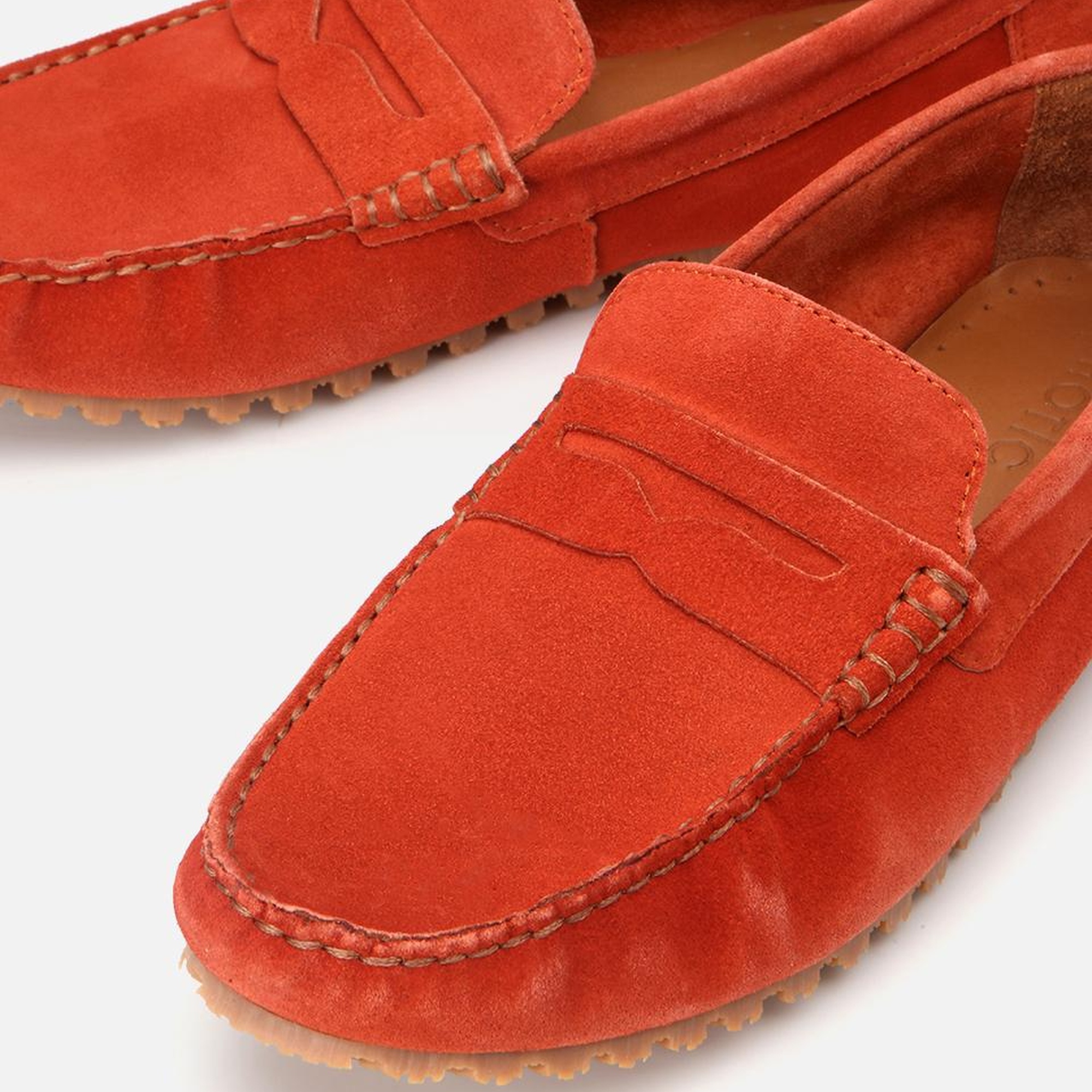 Erkek Süet Deri Turuncu Esnek Tabanlı Günlük Loafer