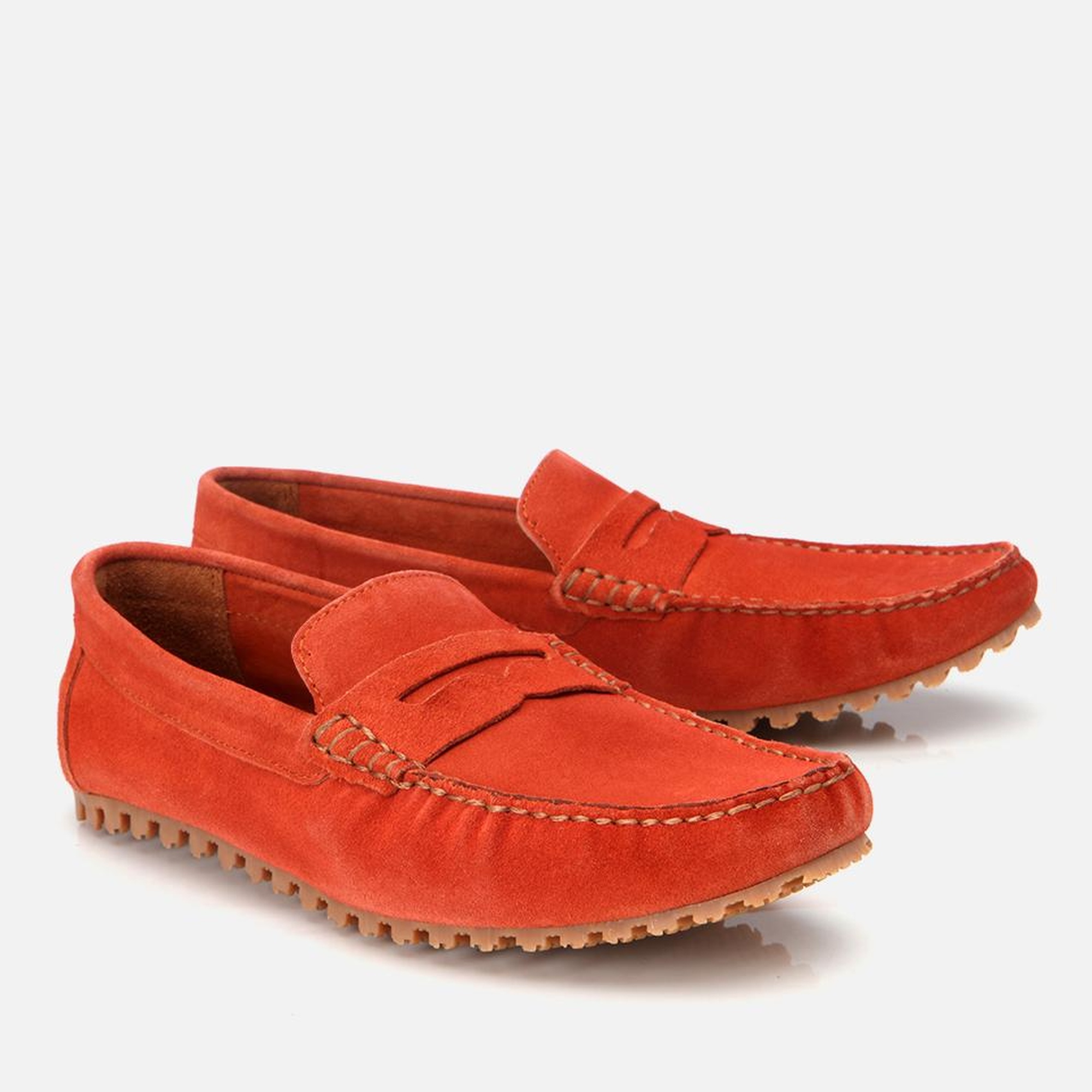 Erkek Süet Deri Turuncu Esnek Tabanlı Günlük Loafer