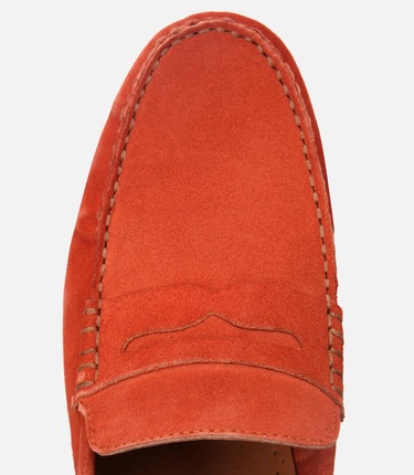  Erkek Süet Deri Turuncu Esnek Tabanlı Günlük Loafer