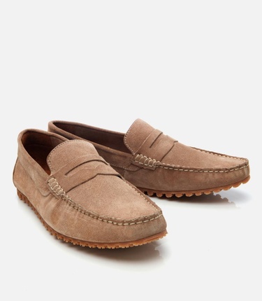  Erkek Süet Deri Vizon Esnek Tabanlı Günlük Loafer