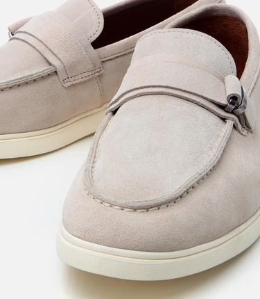  Erkek Süet Deri Bej Toka Detaylı Günlük Loafer