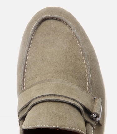  Erkek Süet Deri Yeşil Toka Detaylı Günlük Loafer