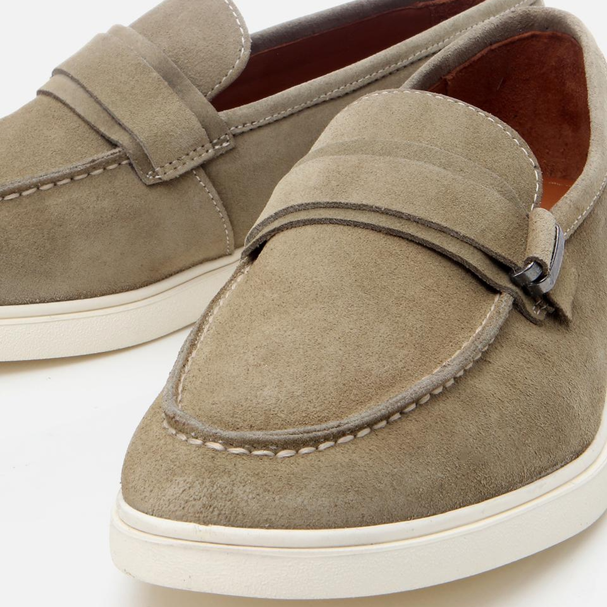 Erkek Süet Deri Yeşil Toka Detaylı Günlük Loafer