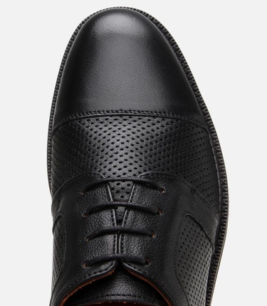  Erkek Deri Siyah Ultra Hafif Tabanlı Klasik Ayakkabı