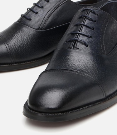  Erkek Deri Lacivert Bağcıklı Şık Klasik Ayakkabı