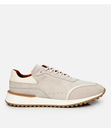  Erkek Süet Deri Bej Ultra Hafif Tabanlı Spor Ayakkabı