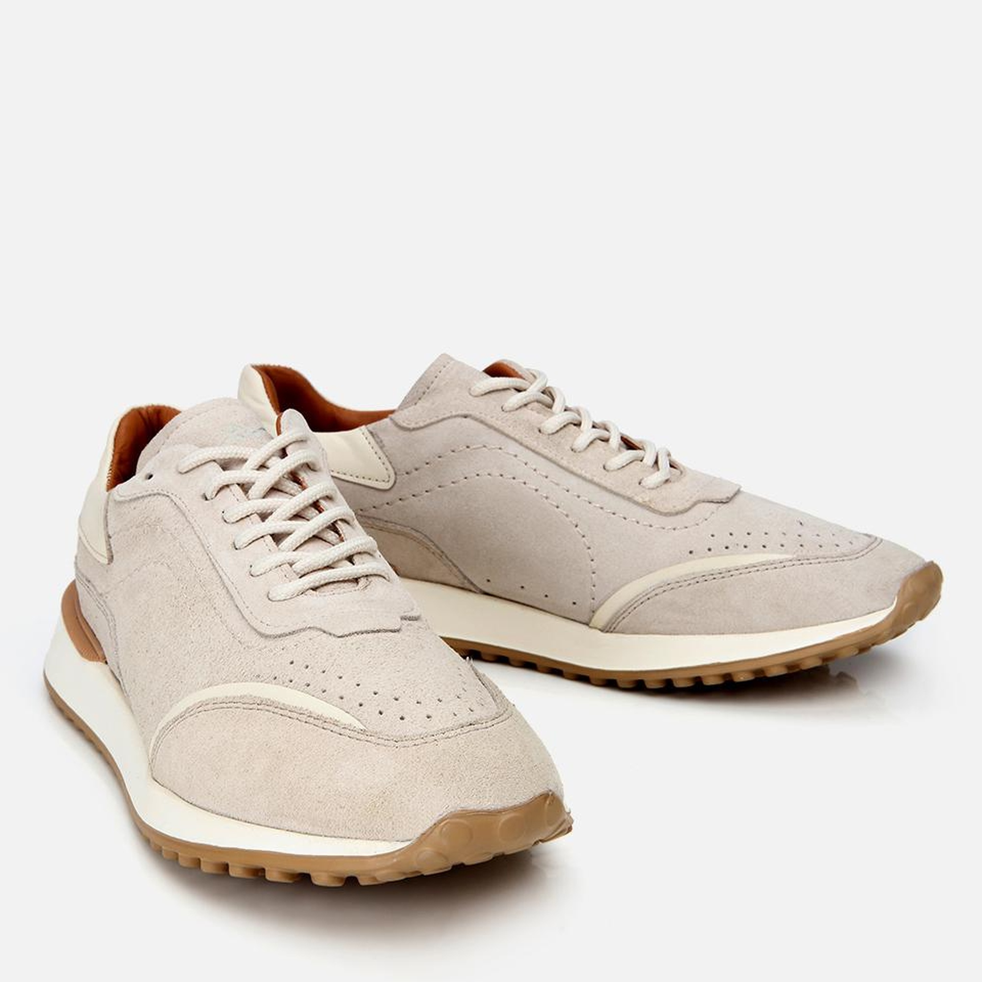 Erkek Süet Deri Bej Ultra Hafif Tabanlı Spor Ayakkabı