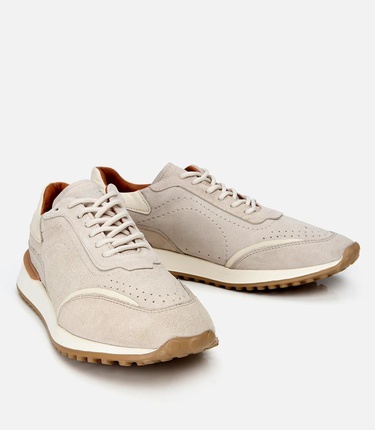  Erkek Süet Deri Bej Ultra Hafif Tabanlı Spor Ayakkabı