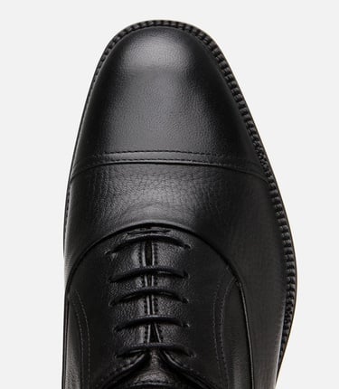  Erkek Deri Siyah Bağcıklı Şık Klasik Ayakkabı