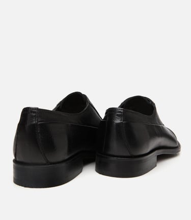  Erkek Deri Siyah Bağcıklı Şık Klasik Ayakkabı