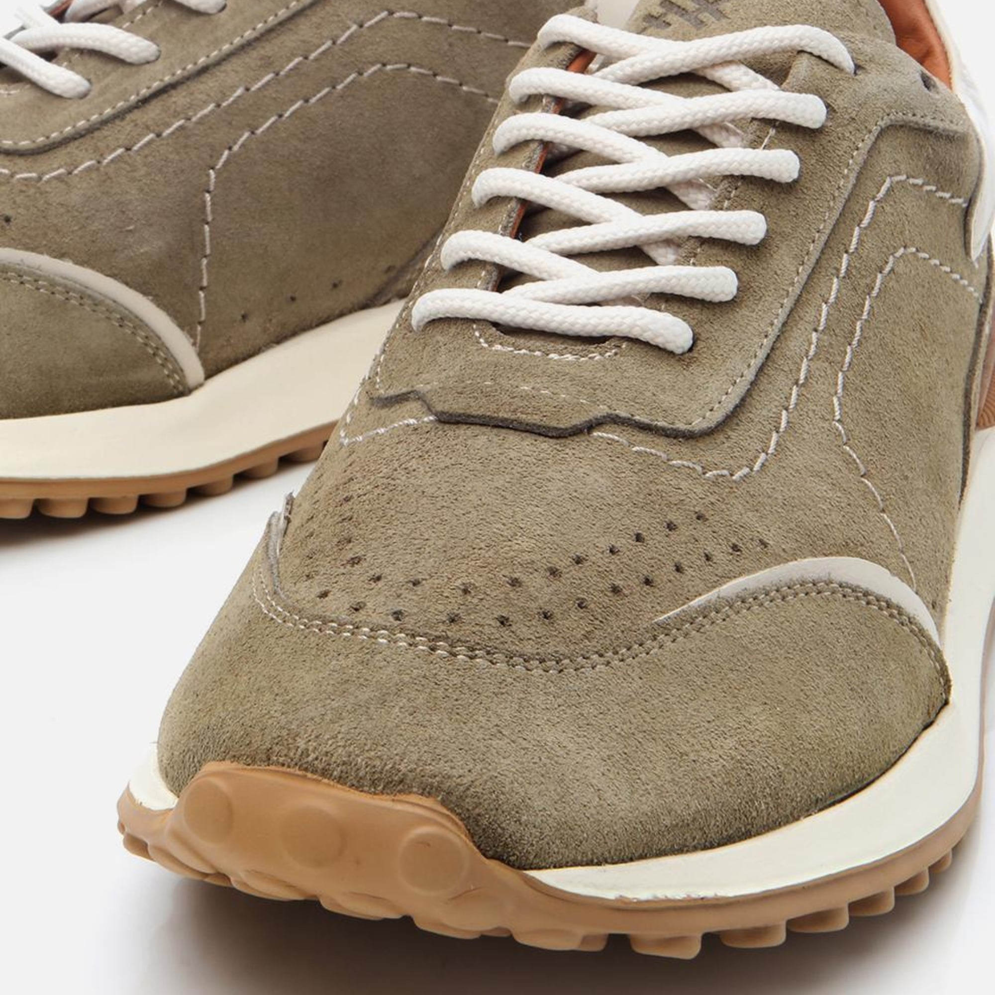 Erkek Süet Deri Yeşil Ultra Hafif Tabanlı Spor Ayakkabı