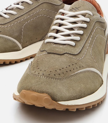  Erkek Süet Deri Yeşil Ultra Hafif Tabanlı Spor Ayakkabı