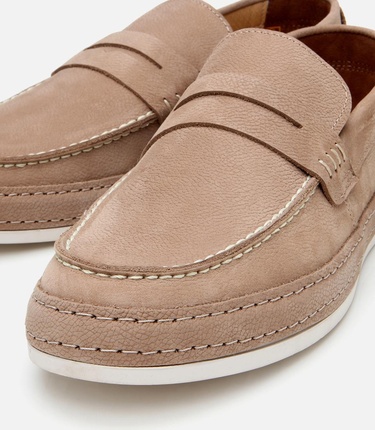  Erkek Nubuk Bej Rahat Tabanlı Loafer