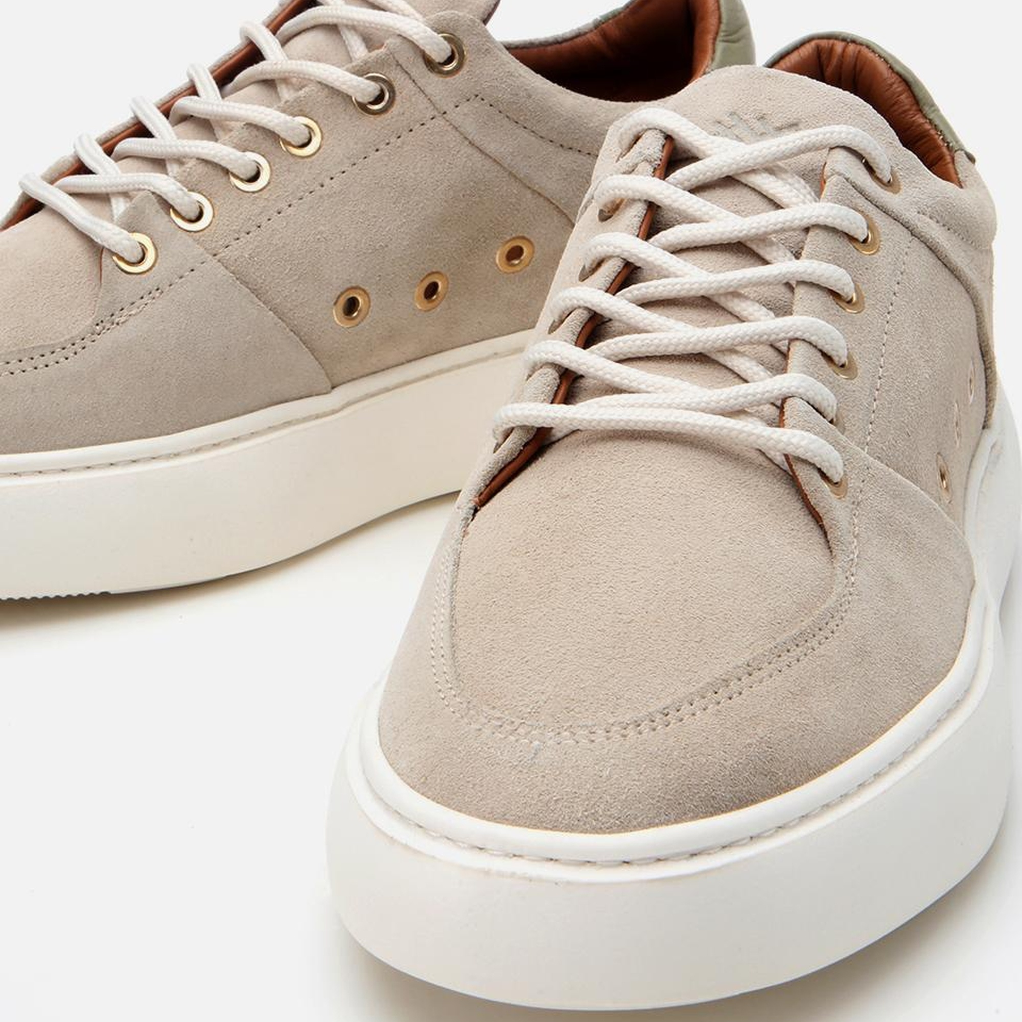 Erkek Süet Deri Bej Yüksek Tabanlı Spor Ayakkabı