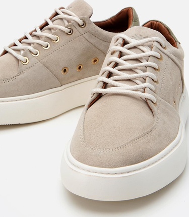  Erkek Süet Deri Bej Yüksek Tabanlı Spor Ayakkabı