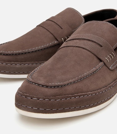  Erkek Nubuk Deri Kahverengi Rahat Loafer