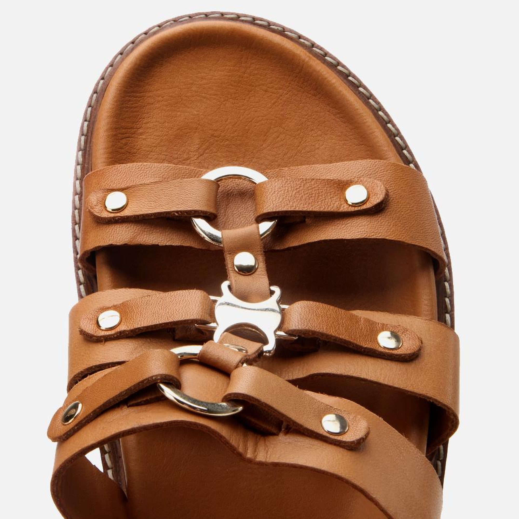 Kadın Deri Taba Tokalı Düz Terlik