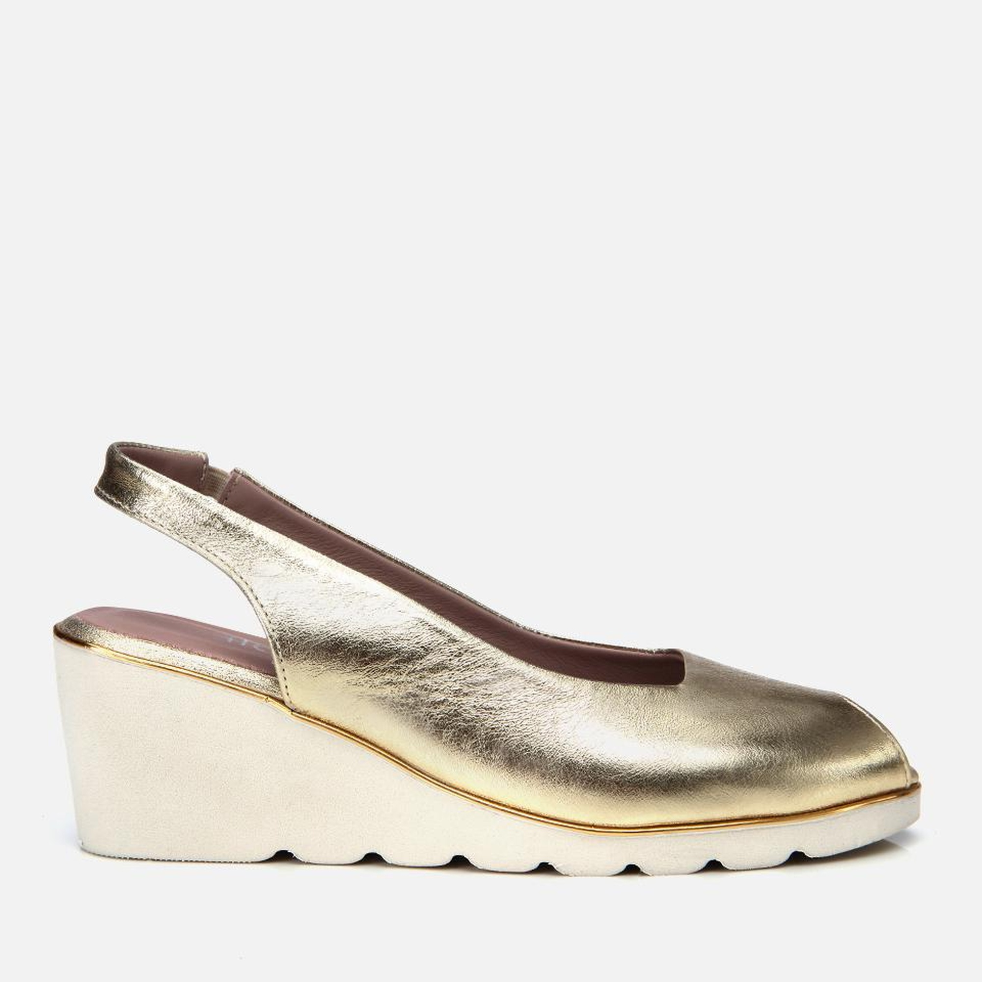 Kadın Deri Gold Tokalı Dolgu Topuklu Sandalet