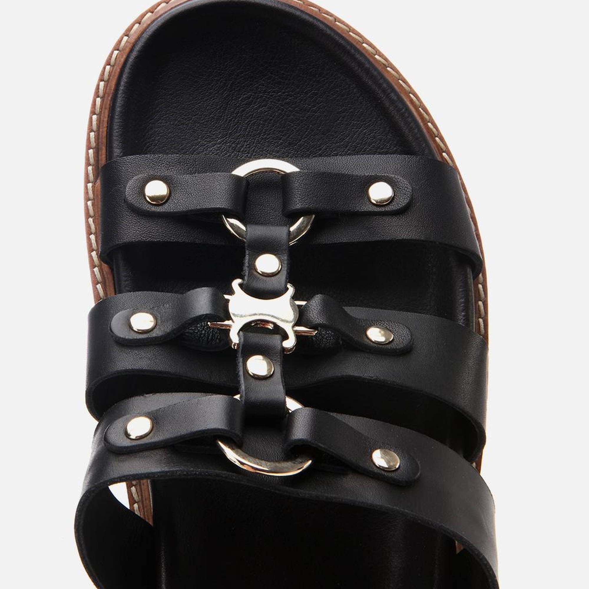 Kadın Deri Siyah Tokalı Düz Terlik