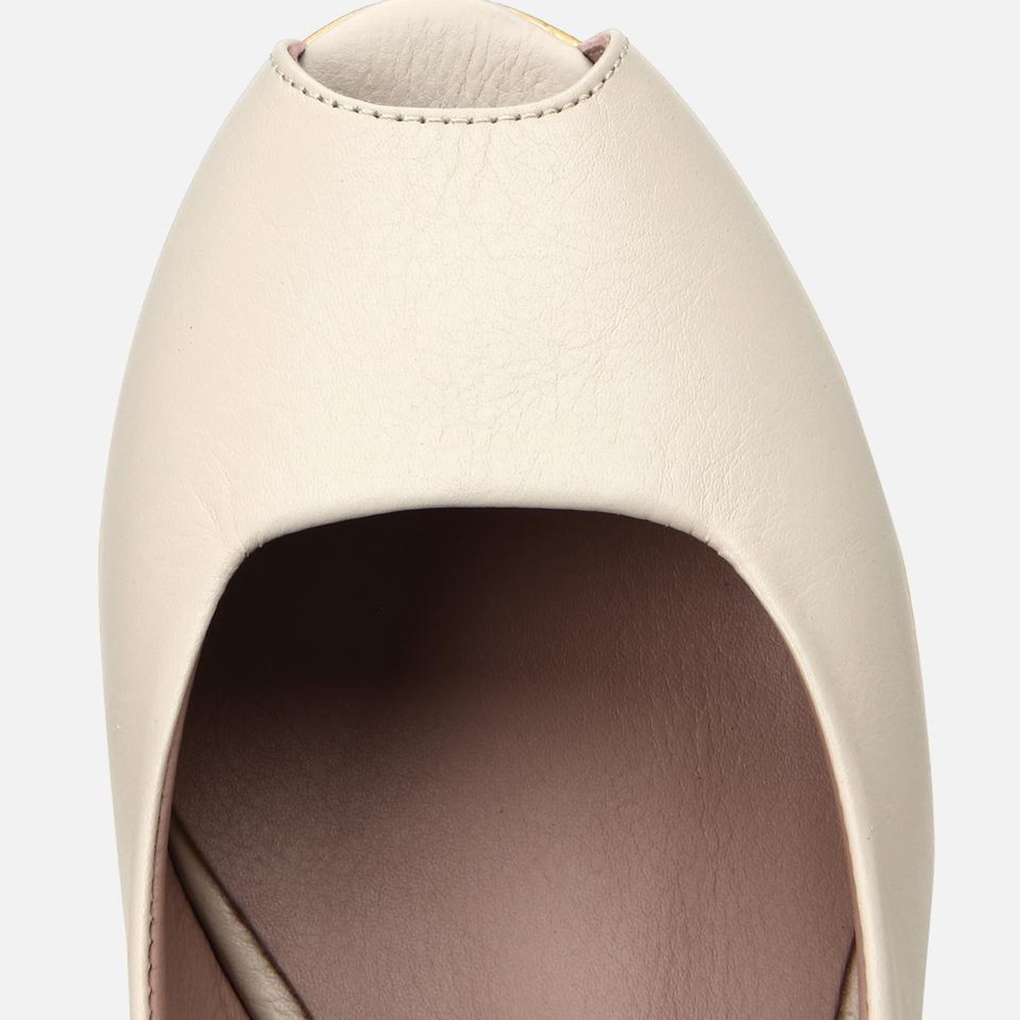 Kadın Deri Ekru Tokalı Dolgu Topuklu Sandalet