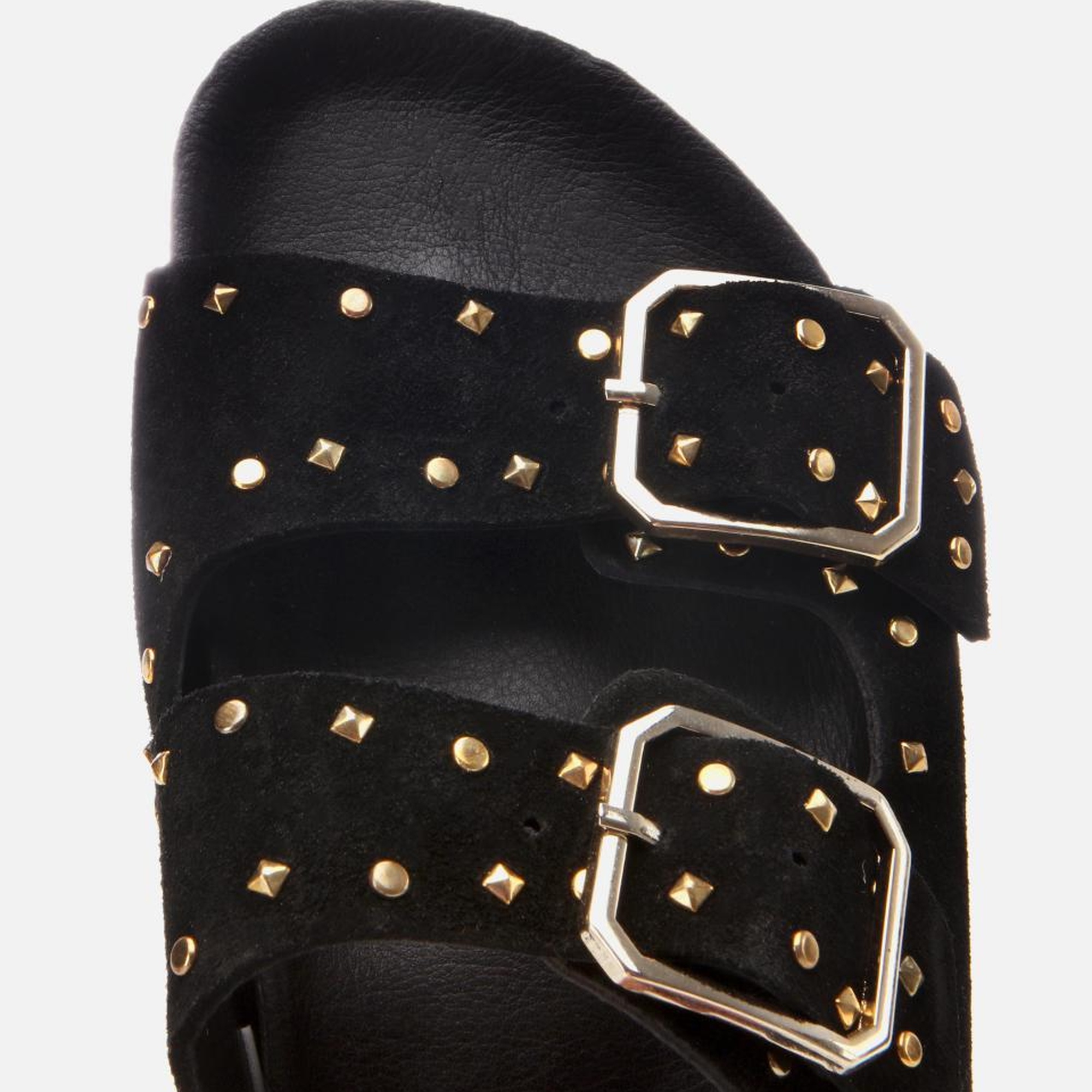 Kadın Süet Deri Siyah Taşlı Terlik