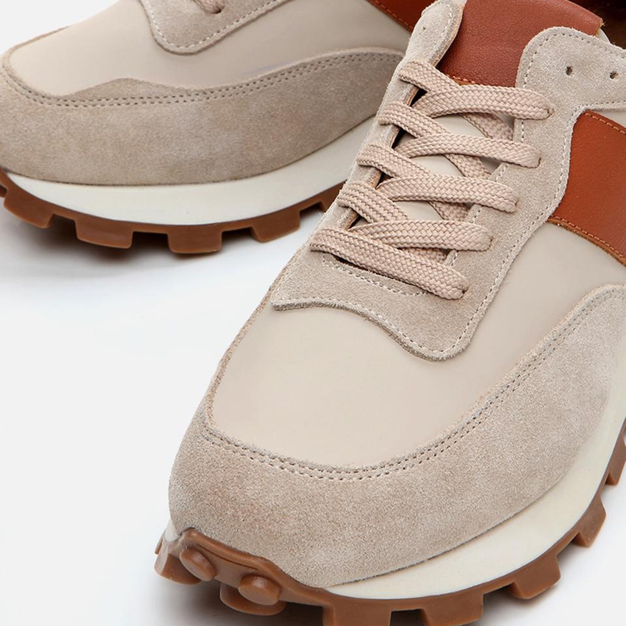 Erkek Deri Bej Spor Ayakkabı