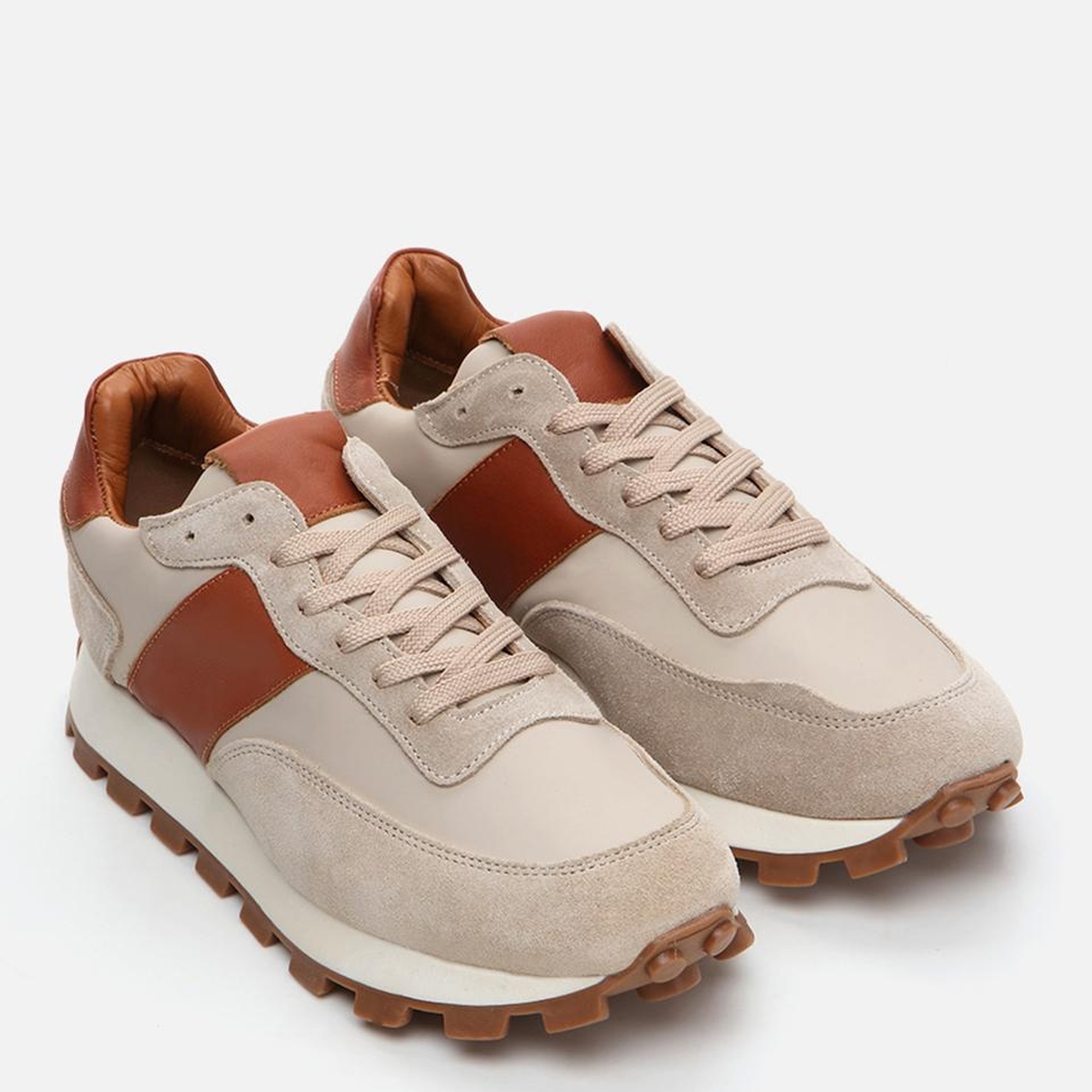 Erkek Deri Bej Spor Ayakkabı