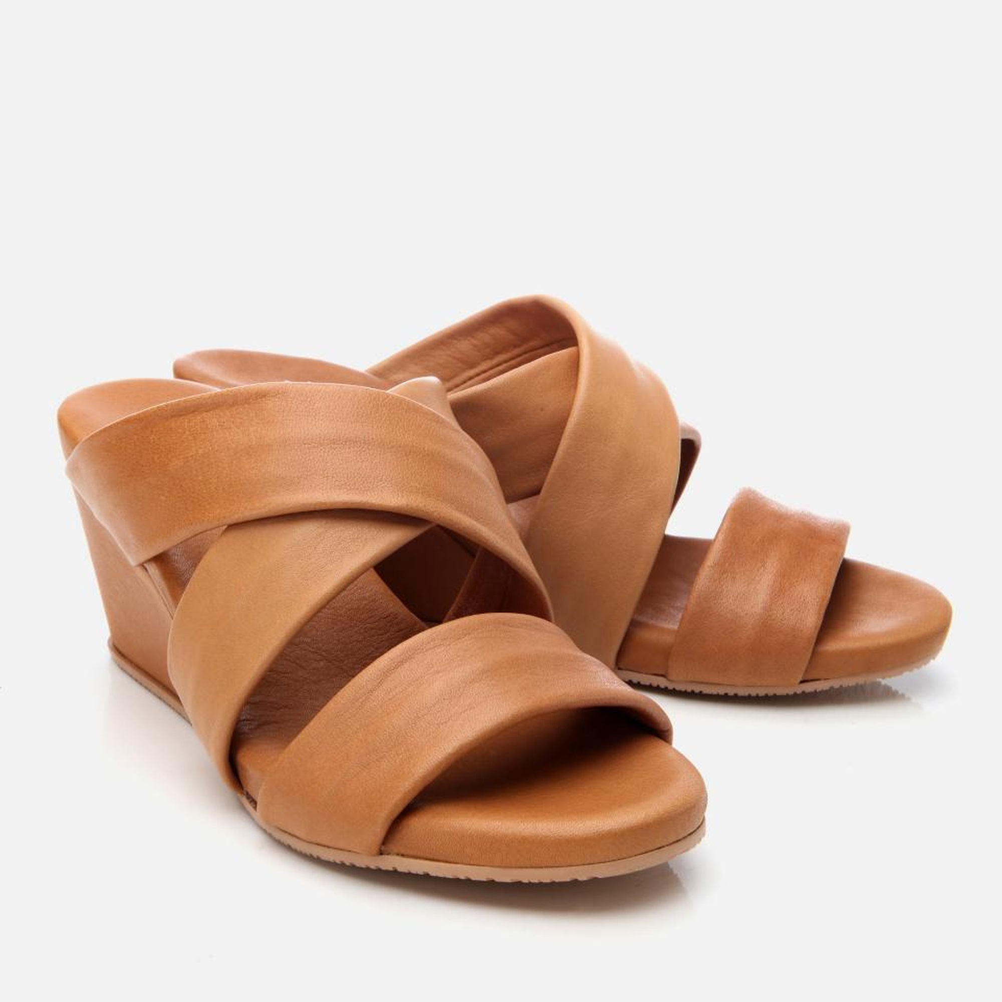 Kadın Deri Taba Dolgu Topuklu Terlik