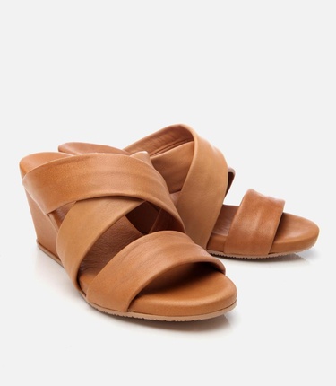  Kadın Deri Taba Dolgu Topuklu Terlik