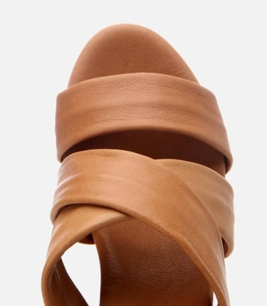  Kadın Deri Taba Dolgu Topuklu Terlik