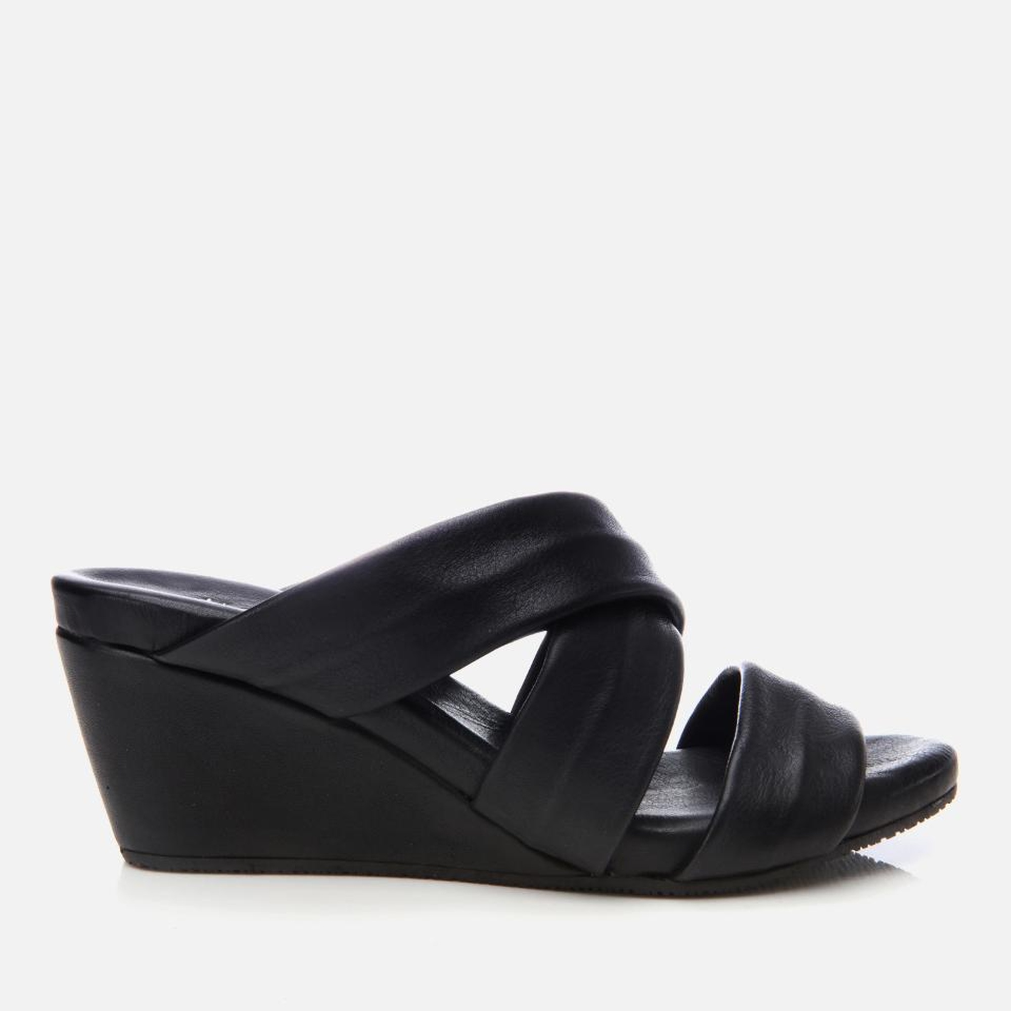 Kadın Deri Siyah Dolgu Topuklu Terlik