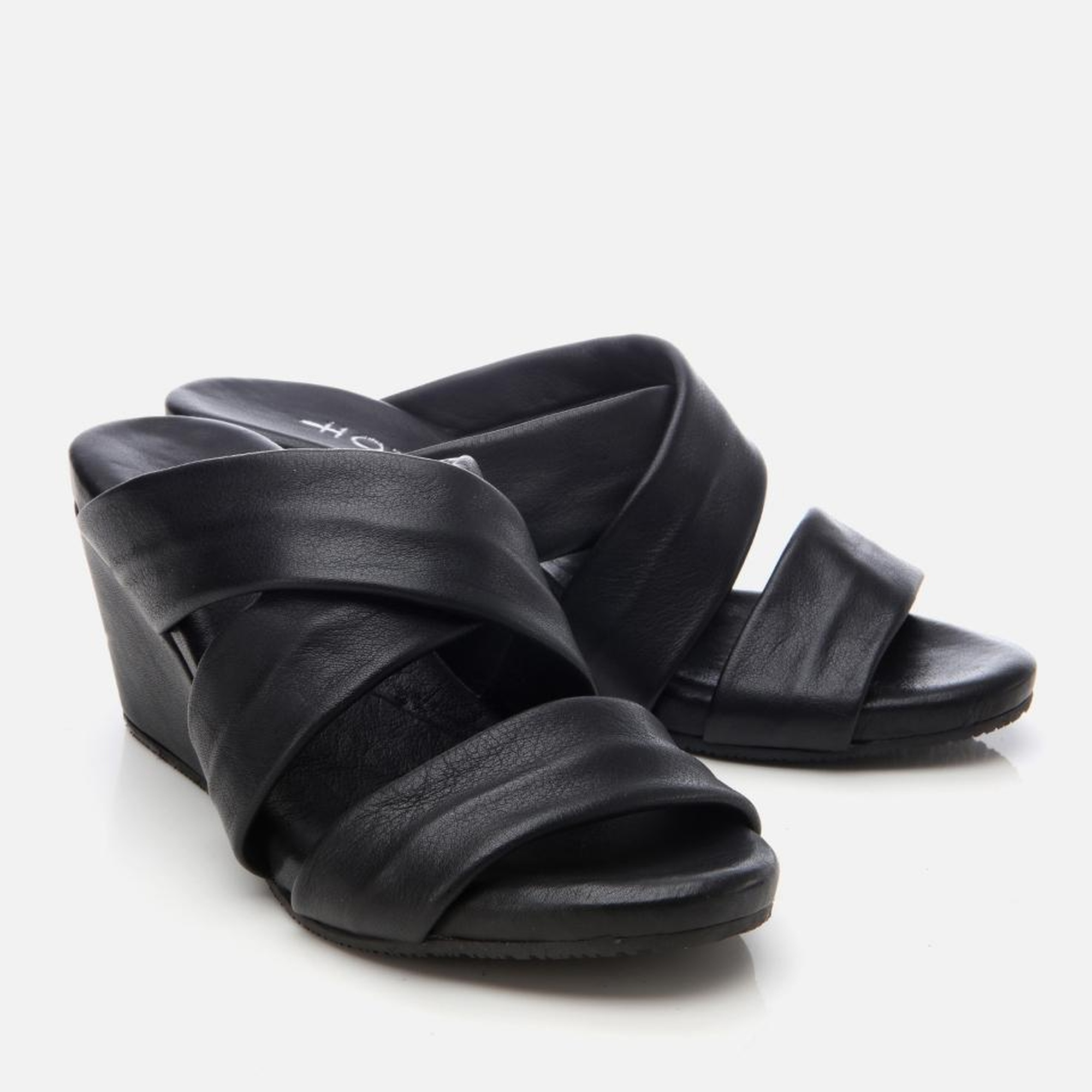 Kadın Deri Siyah Dolgu Topuklu Terlik